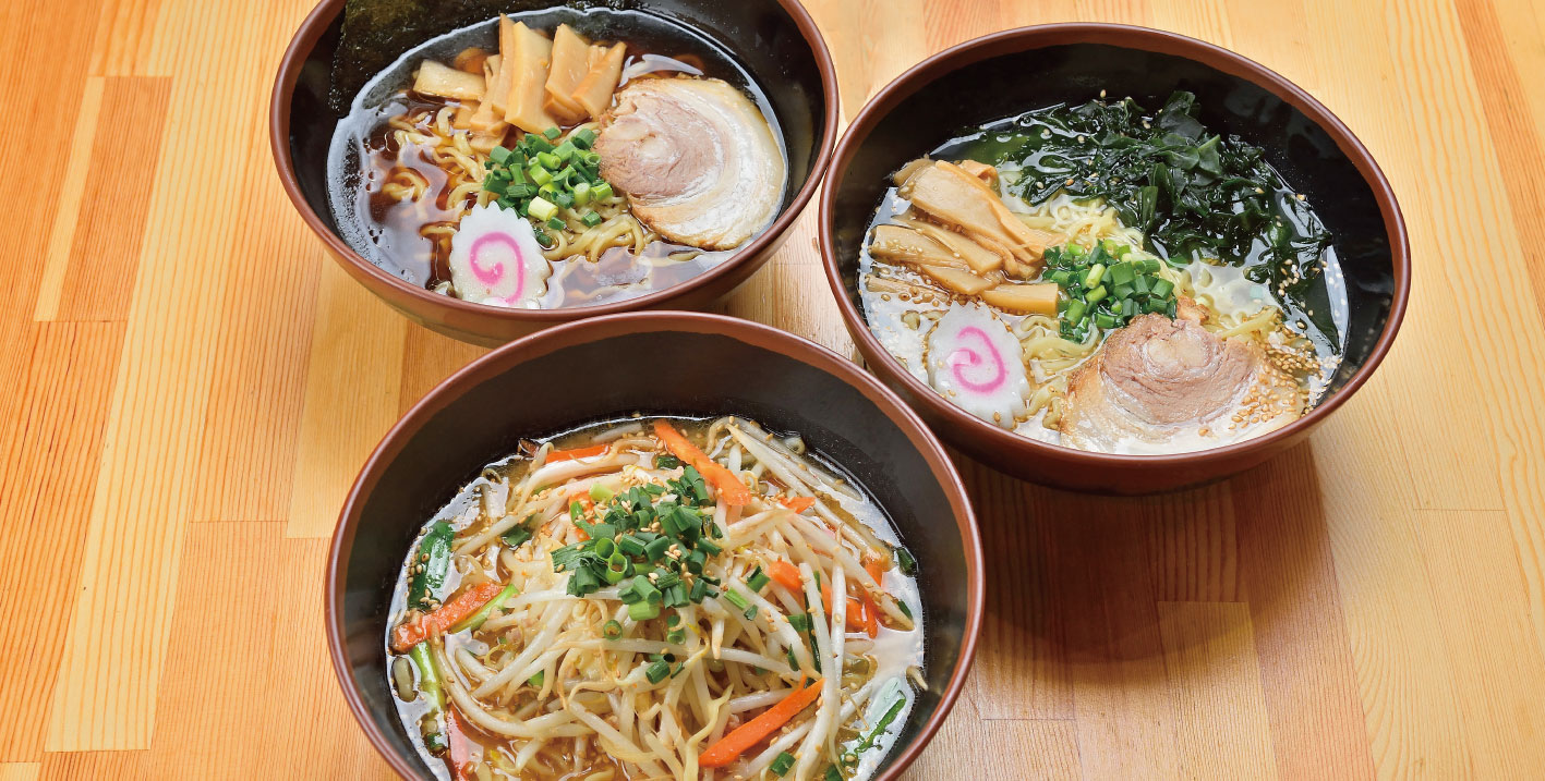 会津三大ラーメン - 3種類のラーメンが並んでいる